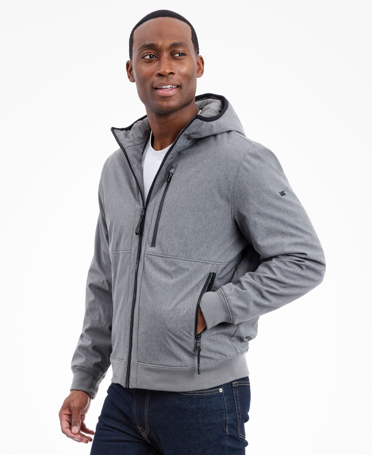 Мужская куртка Michael Kors Hooded Softshell, цвет: Светлый меланжевый серый — фото 4