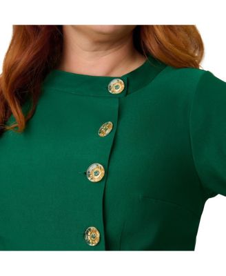 Plus Size Asymmetrical Button Woven Swing Dress