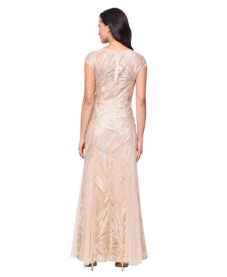Petite Embroidered Long Tulle Dress