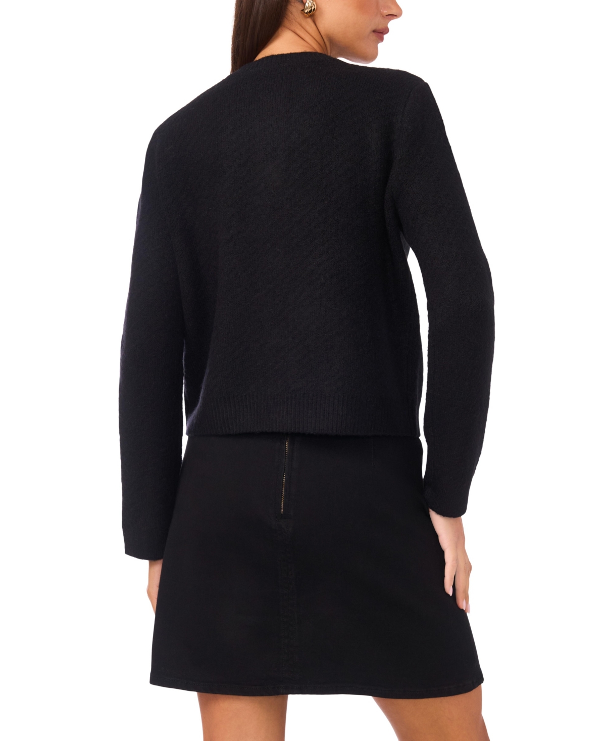 Vince Camuto Women's Patch Pockets Long Sleeves Cardigan In Black