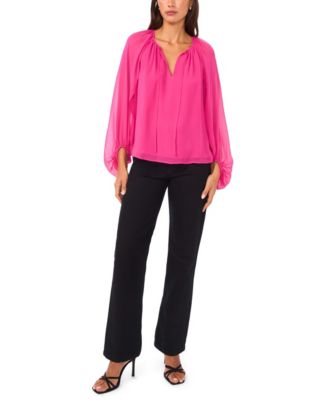 Women's Balloon Sleeve V-Neck Top