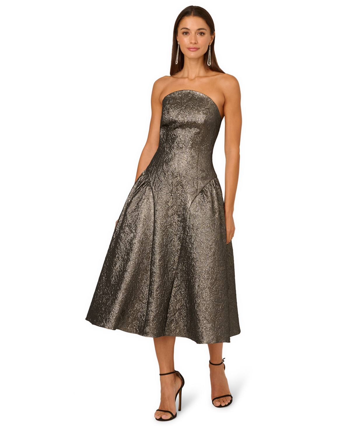 Adrianna Women's Strapless Metallic Ankle-length Dress In Animal Print