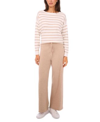 Women's Stripe Rolled Edge Long Sleeves Sweater