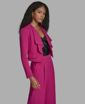 Women's Ruffle Collar Long Sleeve Cropped Jacket