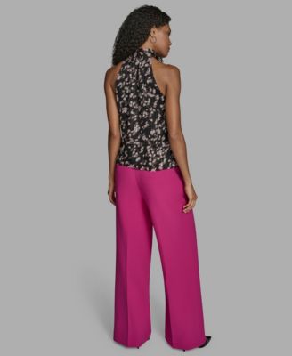 Women's Floral Print Tie Neck Blouse