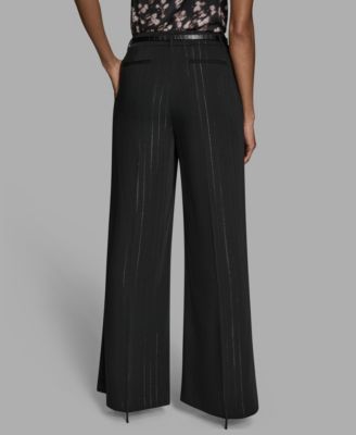 Women's Pinstripe High Rise Wide Leg Pants