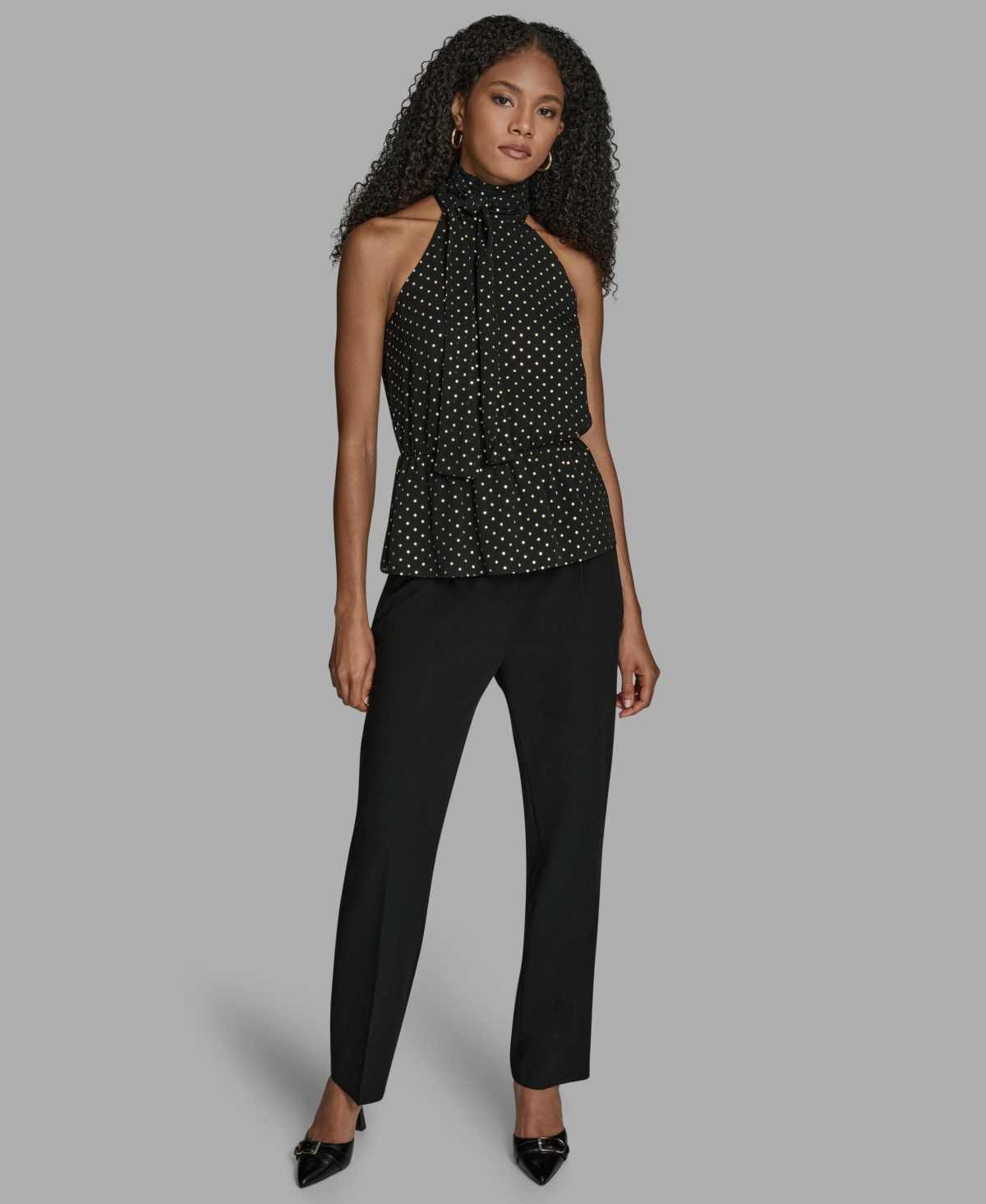Bcbg Women's Polka Dot Print Halter Neck Blouse