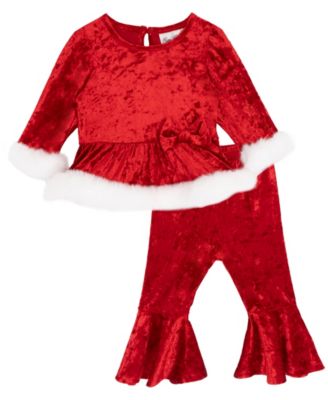 Baby Girls' Santa Crushed Velvet Top and Leggings, 2-Piece Set