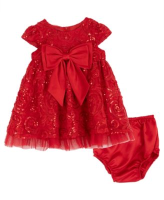 Baby Girls' Sequin Soutache Mesh Dress and Diaper Cover, 2-Piece Set
