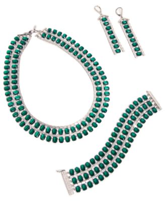 Cubic Zirconia and Epoxy Tennis Chandelier Earrings