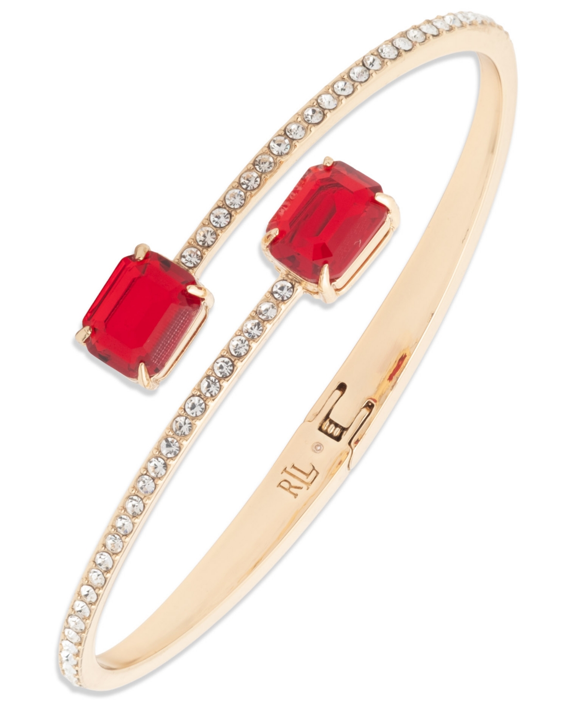 Ralph Lauren Glass Bypass Stone Cuff Bracelet In Silver-tone (also In Gold-tone) In Gold