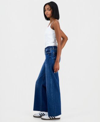 Juniors' High-Rise Curvy-Fit Wide-Leg Jeans