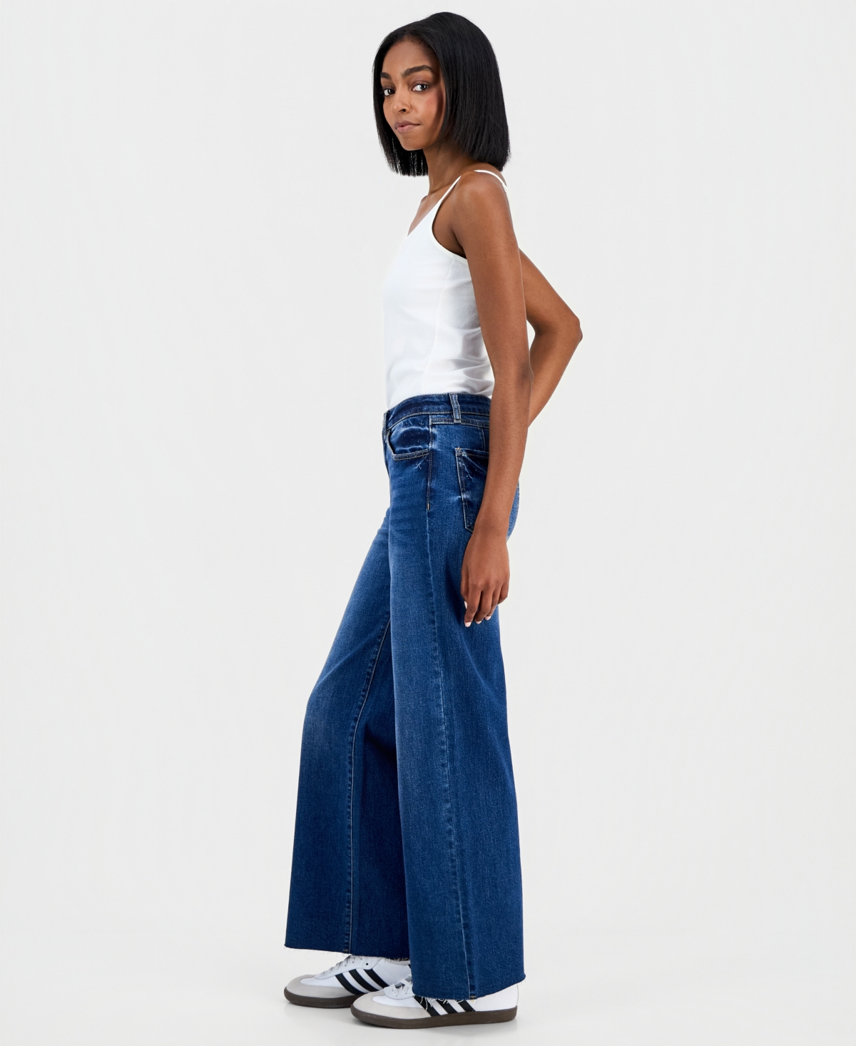 Indigo Rein Juniors' High-rise Curvy-fit Wide-leg Jeans In Blue