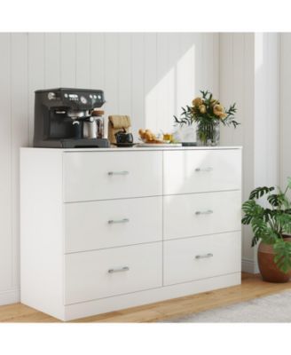 6-Drawer Dresser with Spacious Storage and Modern White Finish for Bedroom, Living Room, or Entryway
