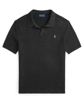 Men's Rib-Knit Cotton Johnny Collar Sweater