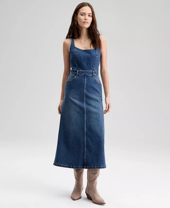 Women's Sleeveless Denim Midi Dress