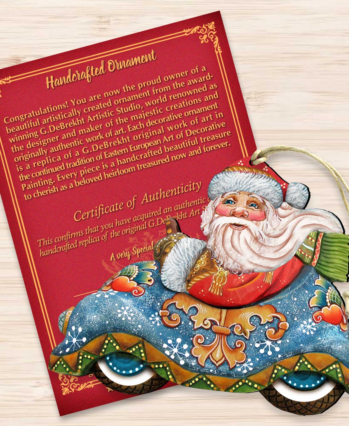 Designocracy Car Ride Santa Wood Christmas Ornament In Multi