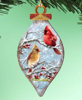 Winter Cardinals Cone Holiday Ornament