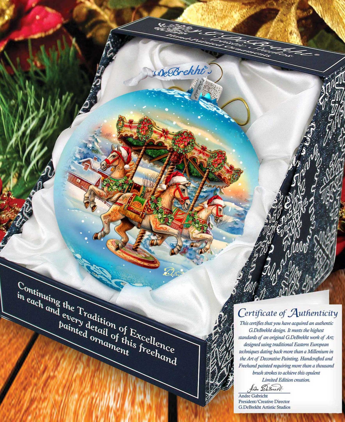 G.debrekht G. Debrekht Winter Carousel Le Glass Christmas Ornament In Multi