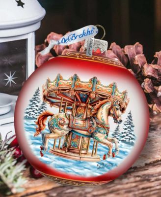 G. Debrekht Winter Wonderland Carousel Christmas Glass Ornament