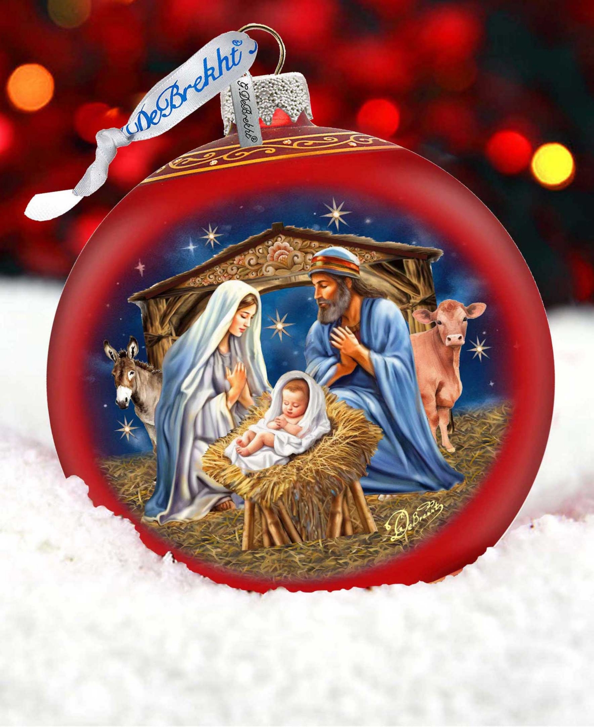 G.debrekht G. Debrekht From Stable To Savior Le Glass Ornament In Red