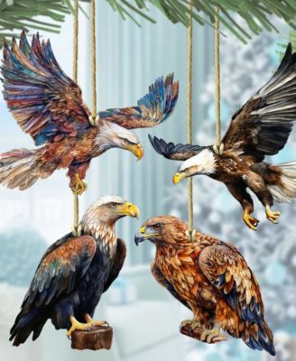 Alaskan Eagles Wooden Ornaments, Set of 4