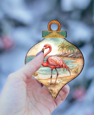 Flamingo Charm Christmas Wood Ornament