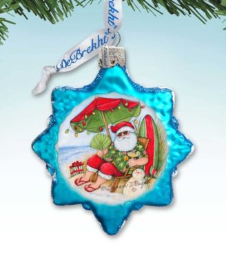 Santa on Beach Glass Ornament by S. Winget