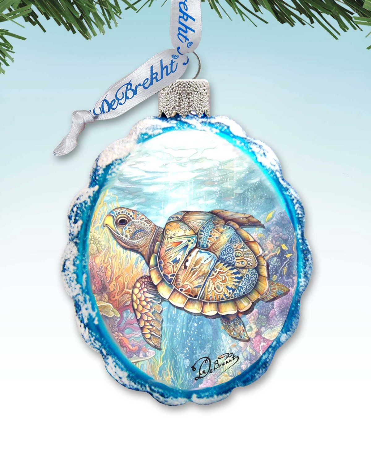 Designocracy Turtle Christmas Glass Ornaments In Multi