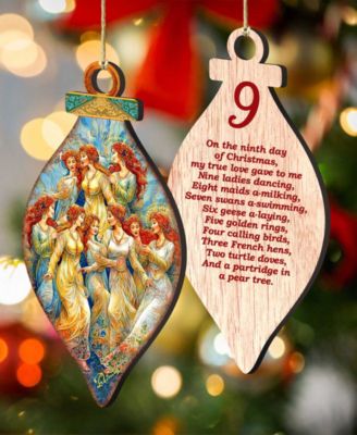 12 Days of Christmas Wooden Ornaments, Set of 12