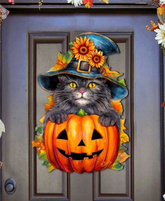 Black Cat Pumpkin Holiday Door D&eacute;cor