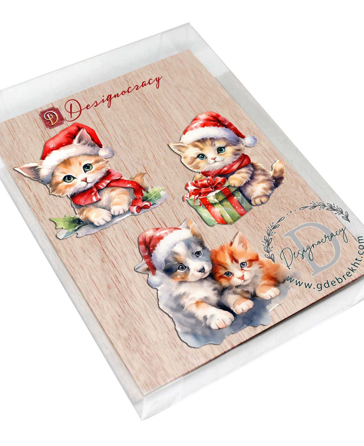 Designocracy Christmas Cats Clip Ornaments, Set 3 In Multi