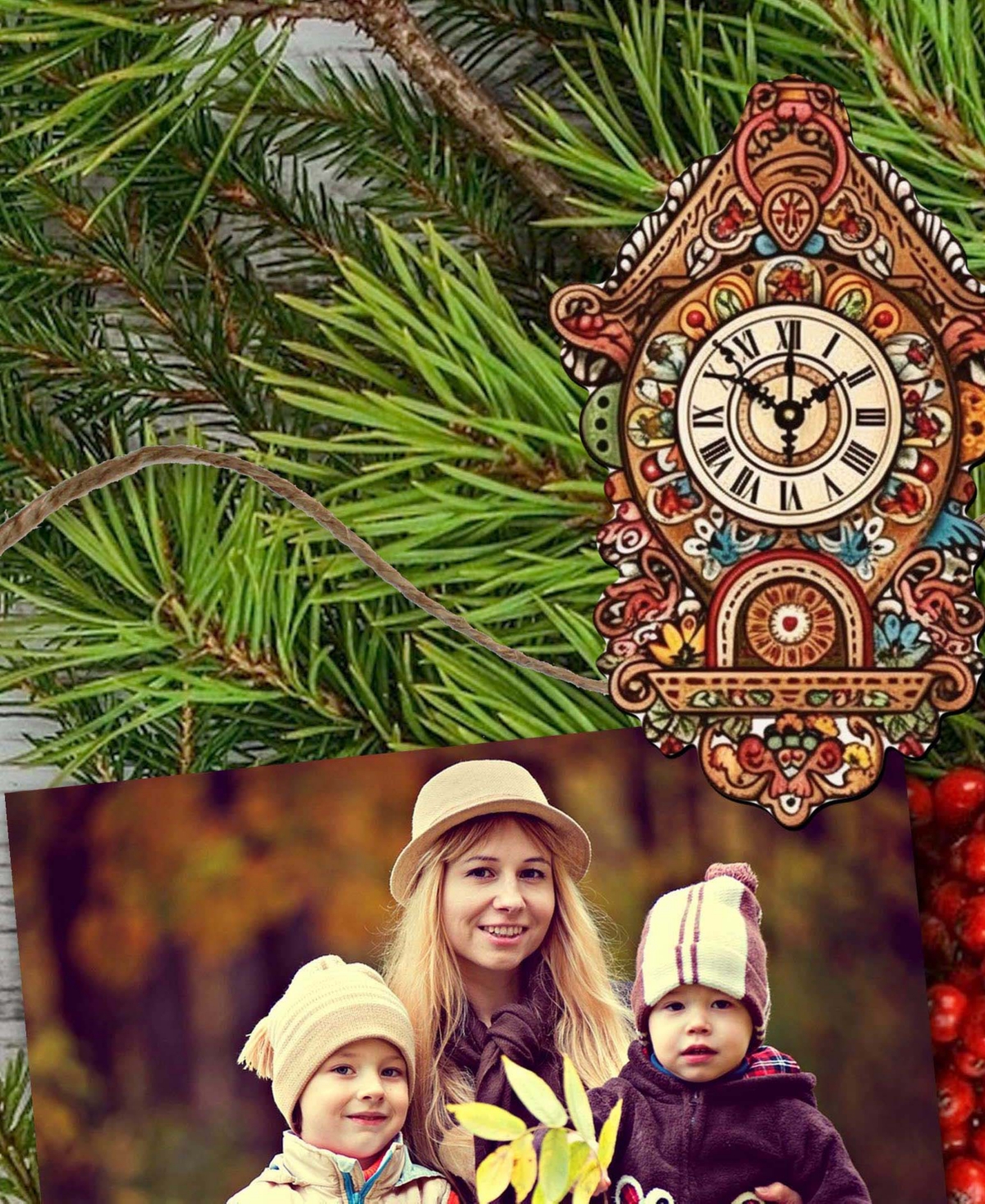 Designocracy Miniature Clock Wood Clip Ornaments, Set Of 3 In Multi