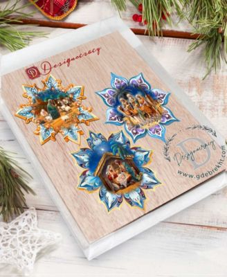 Nativity Snowflake Wood Ornaments, Set of 3