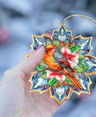 Forest Bird Snowflake Wooden Ornament