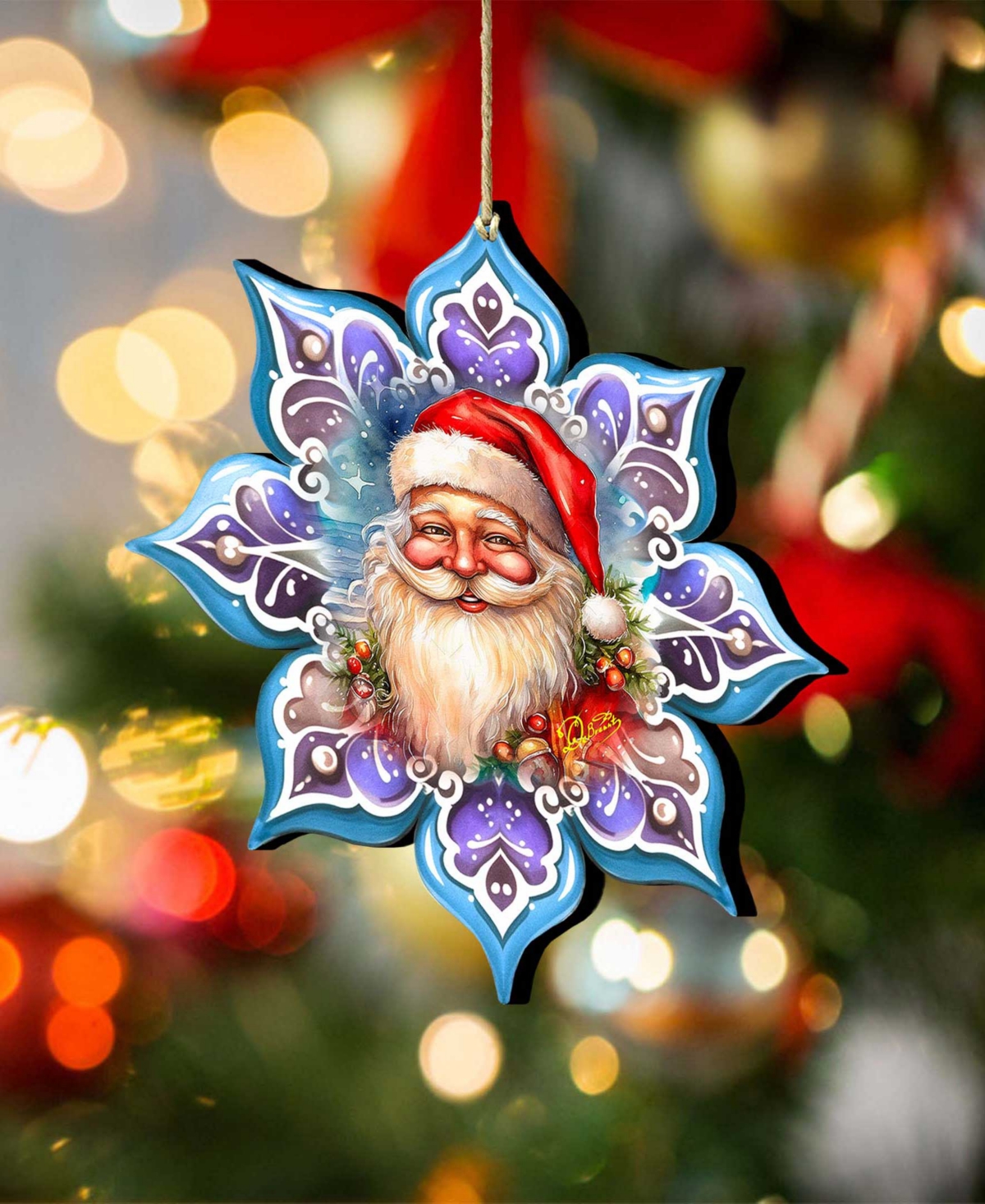 Designocracy Smiling Santa Snowflake Holiday Ornament In Multi