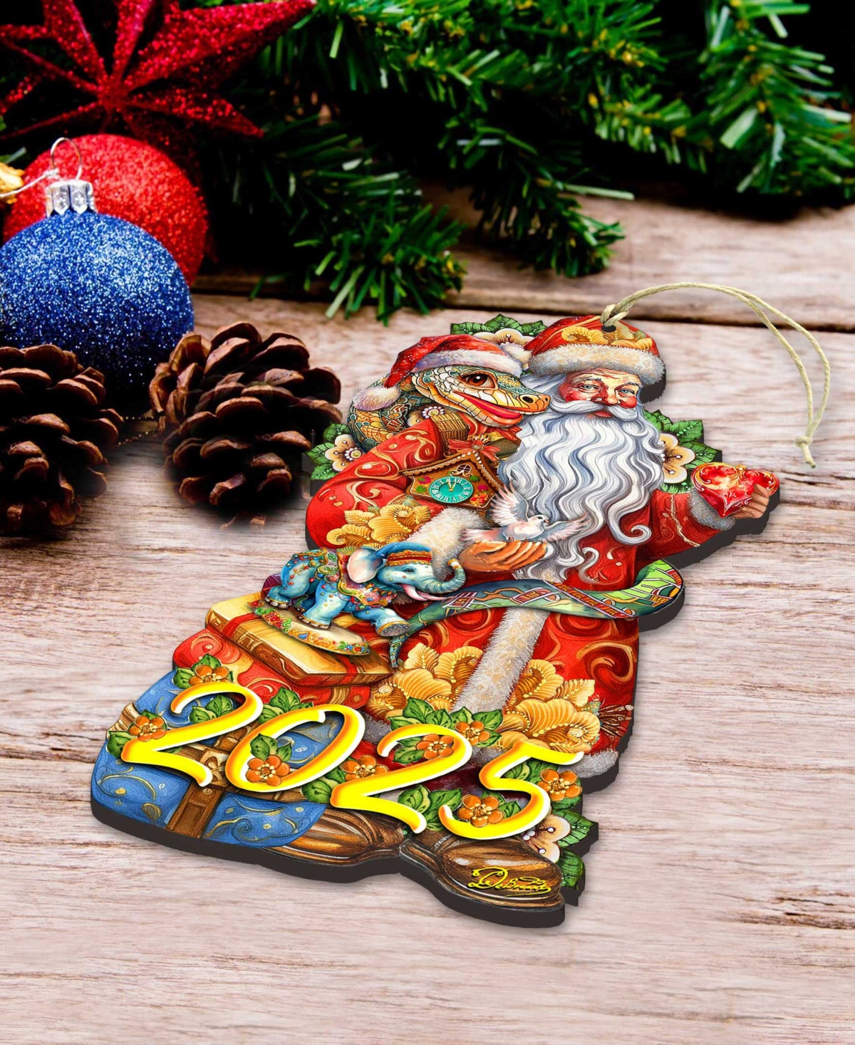 Designocracy 2025 Dated: Santa With Snake Ornament In Multi