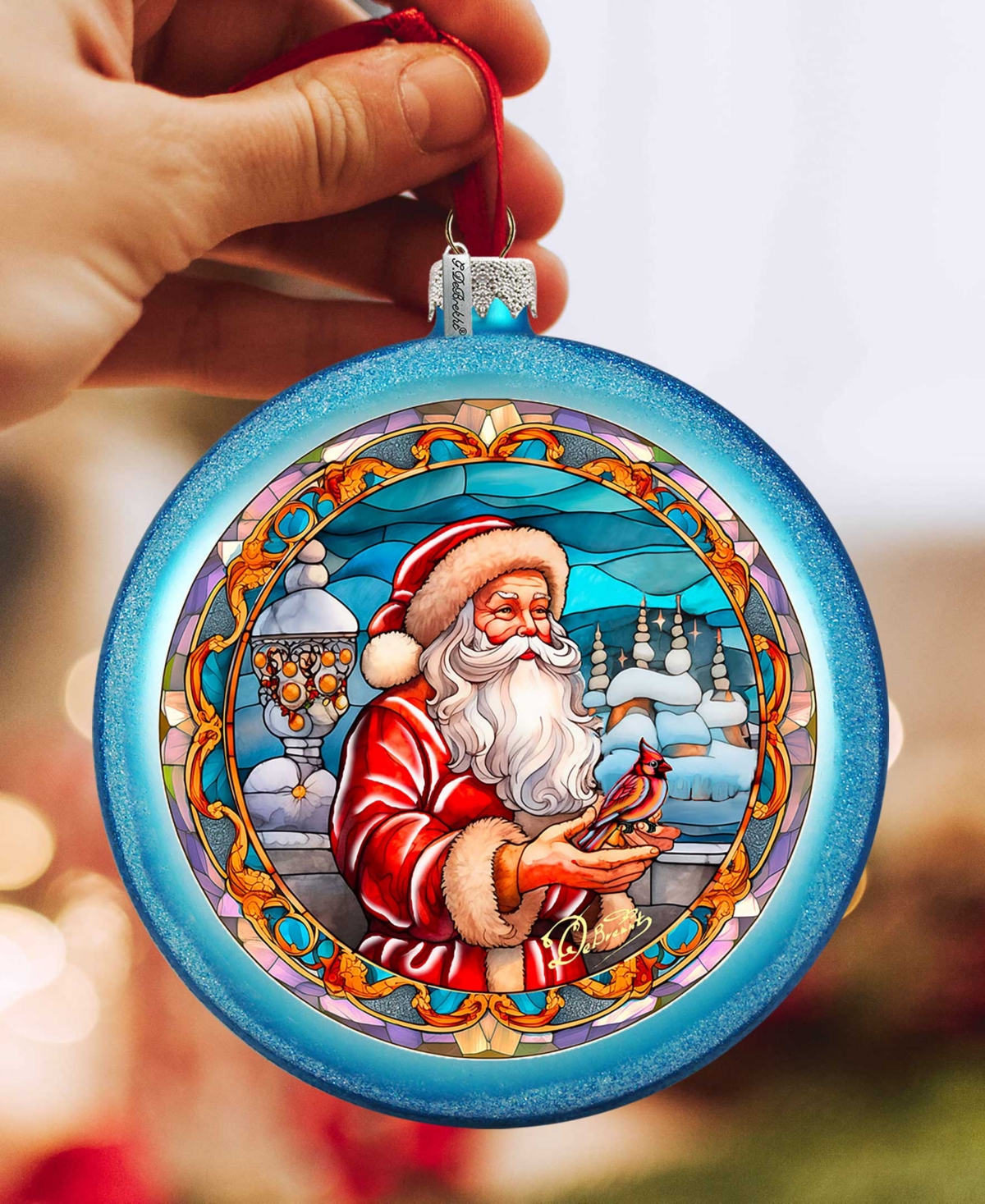 G.debrekht Santa's Red-feathered Friend Ornament In Multi