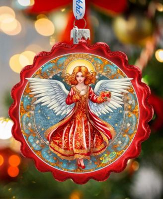 Angel with Love Glass Christmas Ornament