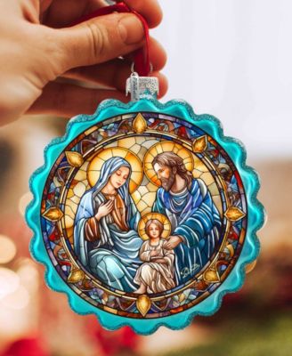 Family Love Classic Nativity Glass Ornament