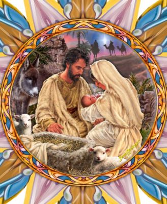 Classic Nativity Wooden Tree Topper