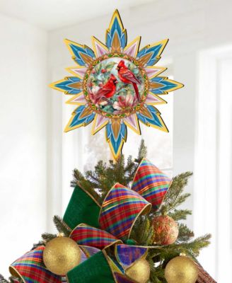 Christmas Cardinals Wooden Tree Topper