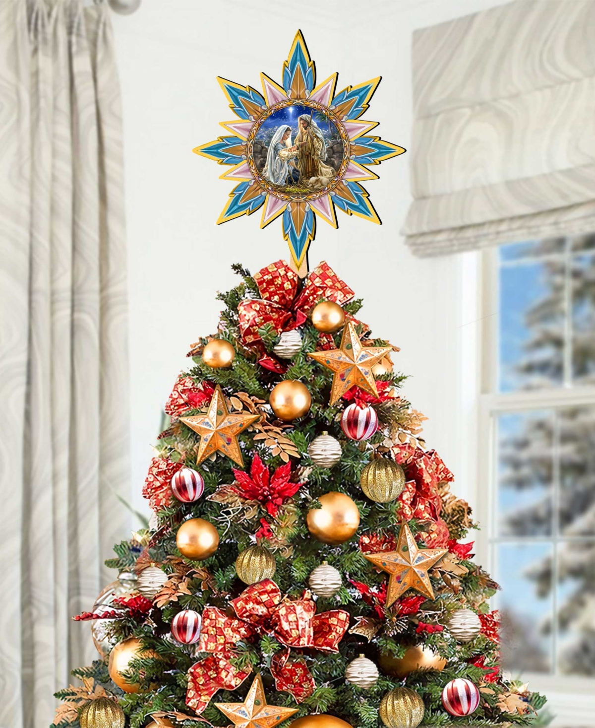Designocracy Glory To God By D.gelsinger Tree Topper In Multi