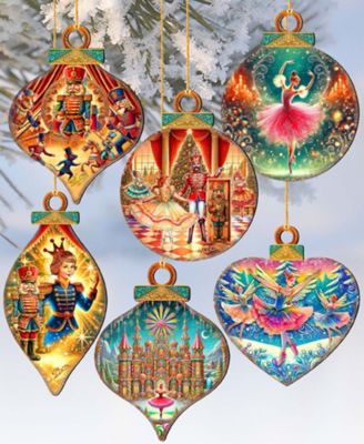 Nutcracker Suite Wooden Ornaments, Set of 12