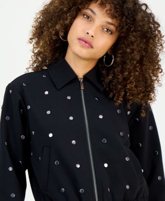 Petite Studded Zip-Front Jacket, Macy's Exclusive