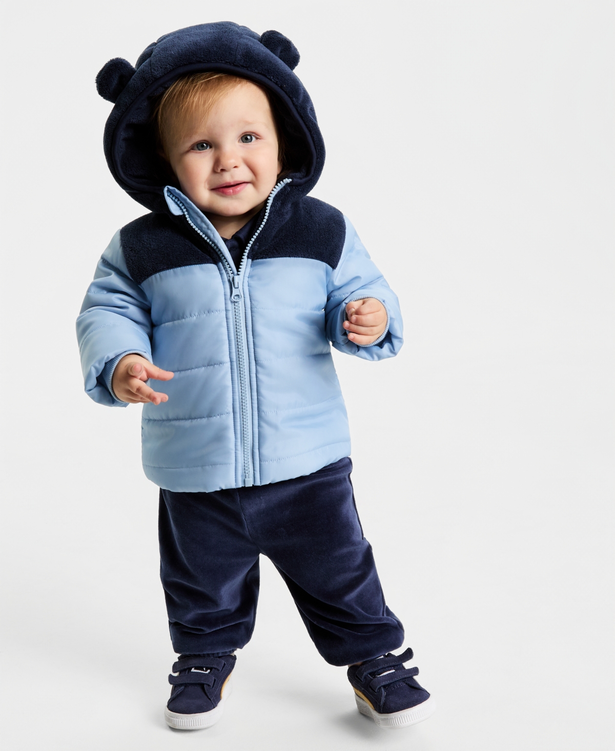 First Impressions Baby Boys Hooded Faux-Sherpa Mix Jacket, Macy's Exclusive