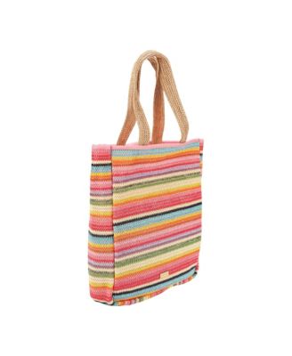Smiley Face Woven Rainbow Tote | Beach Bag | Work Bag
