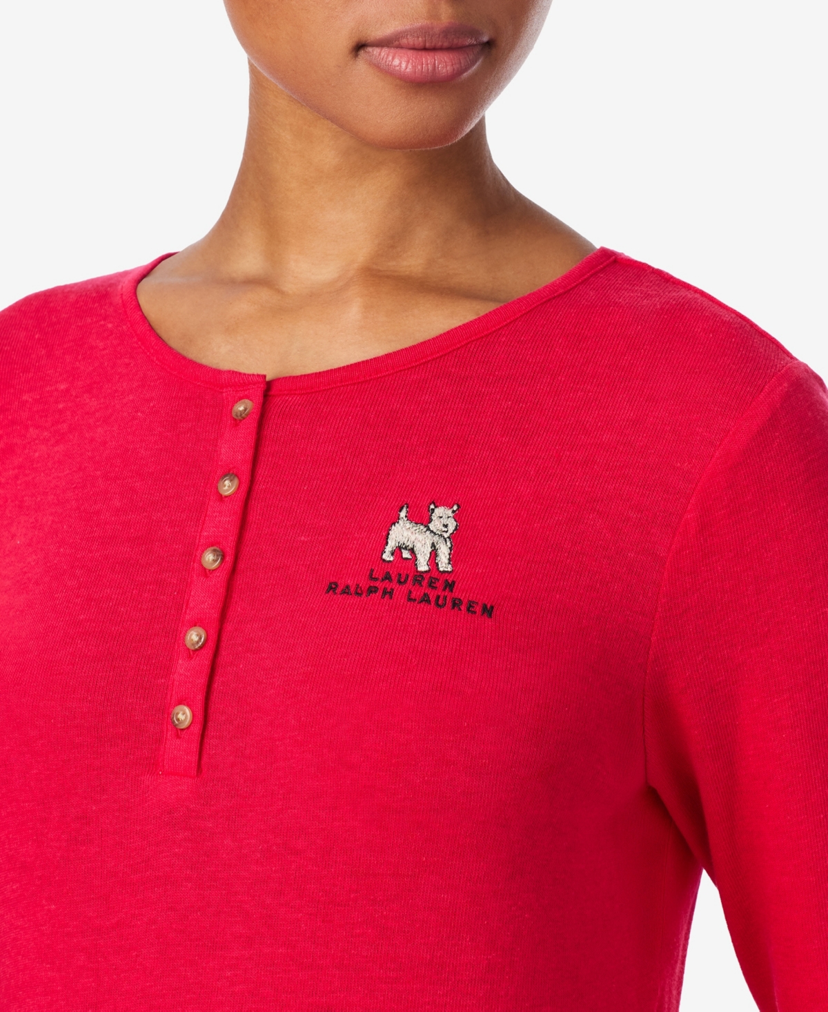 Ralph Lauren Women's Henley Neck And Long Pant Pajama Set In Multi