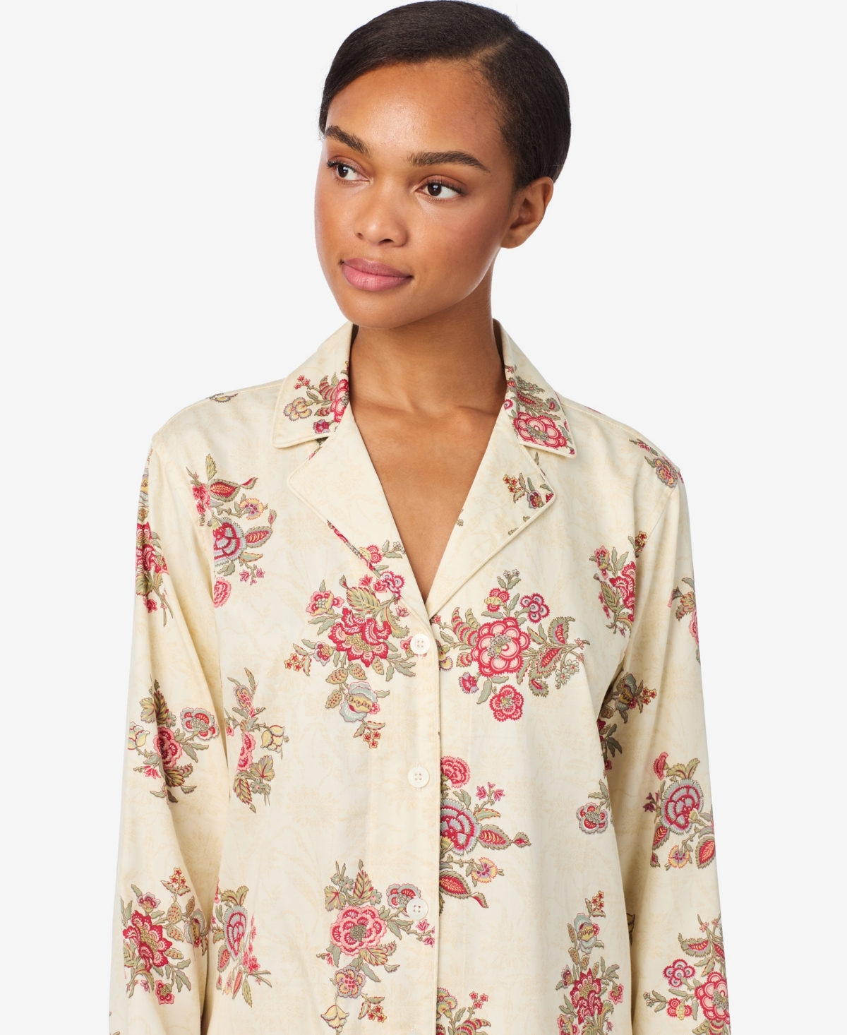 Ralph Lauren Women's Notch Collar And Long Pant Pajama Set In Neutral