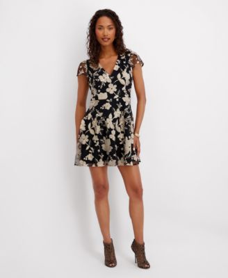 kensie - Women's Embroidered Fit and Flare Dress